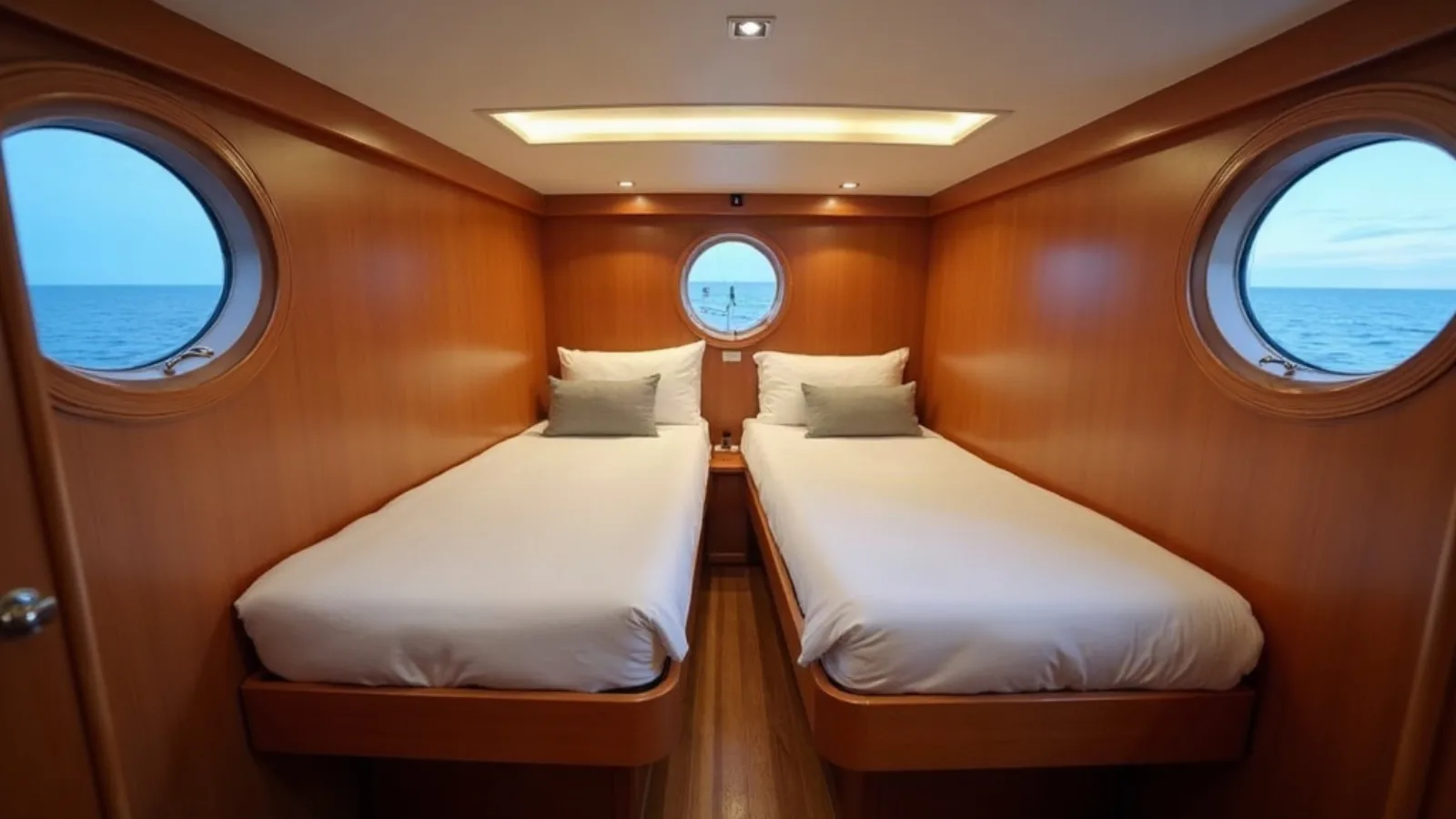 Illustration of a liveaboard cabin with a bed and a small window